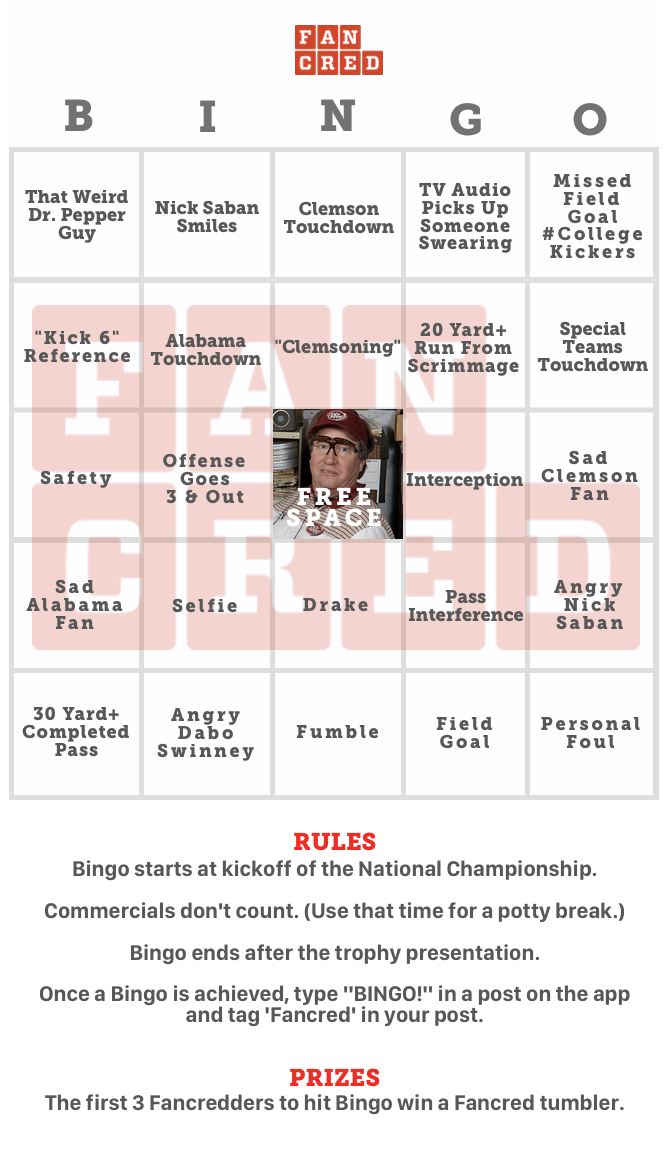 Your Fancred Bingo card for the National Championship